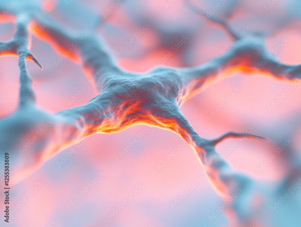 Aufkleber Contemporary Biomorphic Visualization Textured Neural Network for Digital Health Insights and Innovative AI Applications - Enhancing Bioinformatics and Visual Data Interpretation