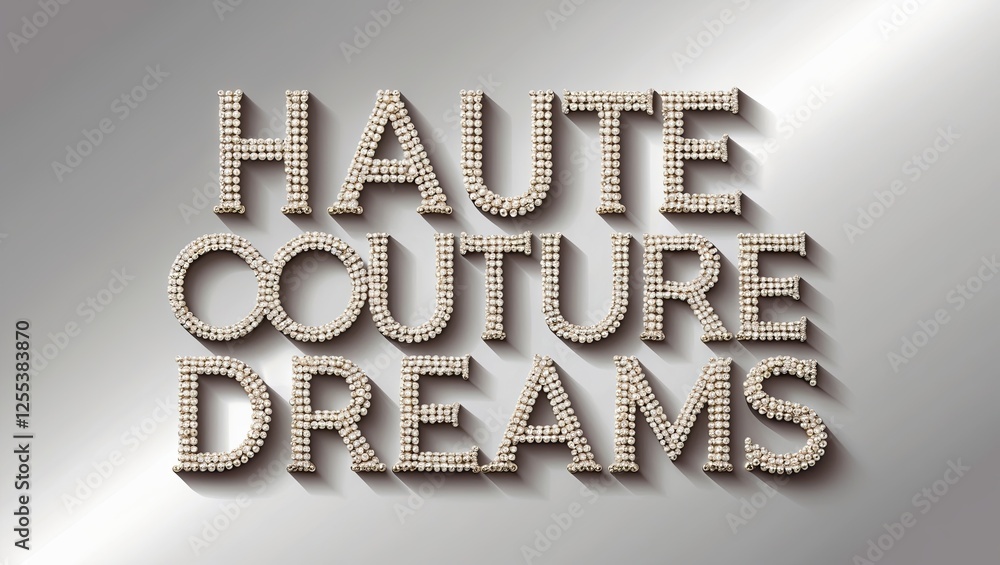 Aufkleber text with a shiny metallic finish reading fashion dreams, featuring a sleek and modern design with a