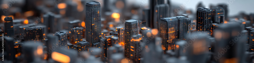 Poster digital rendering of illuminated cityscape