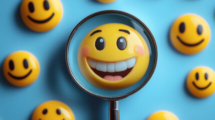 Obraz premium magnifying glass with smiley faces