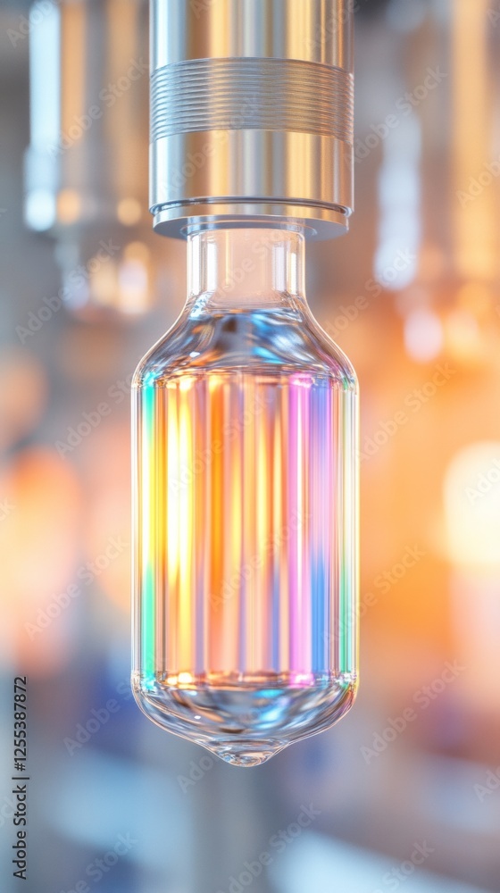 Aufkleber holographic scientific display metallic laboratory vial with prism light effects - innovative resear