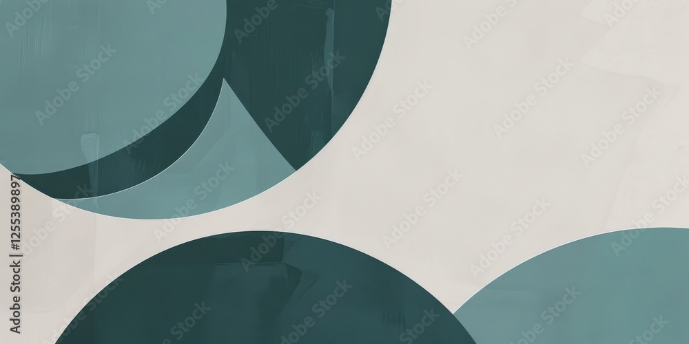 Poster a sleek minimalist graphic featuring a muted teal background, abstract shapes and minimalist element