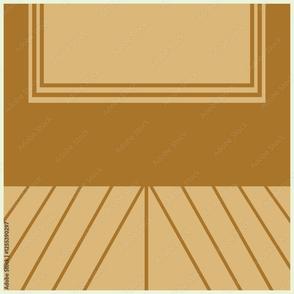 Poster background with wooden floor and frame. vector illustration in retro style. graphic design element o