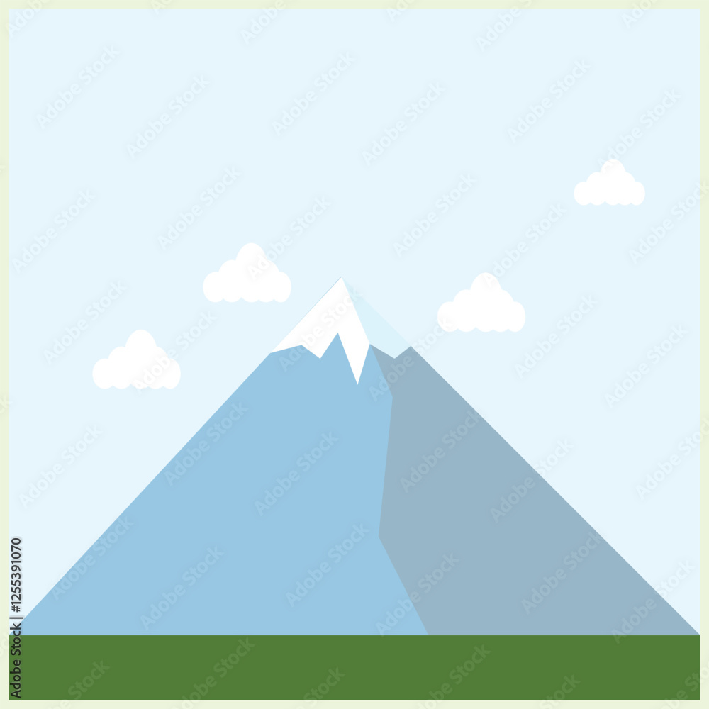 Poster mountains and clouds in flat style. illustration for web design. design element graphic design with 