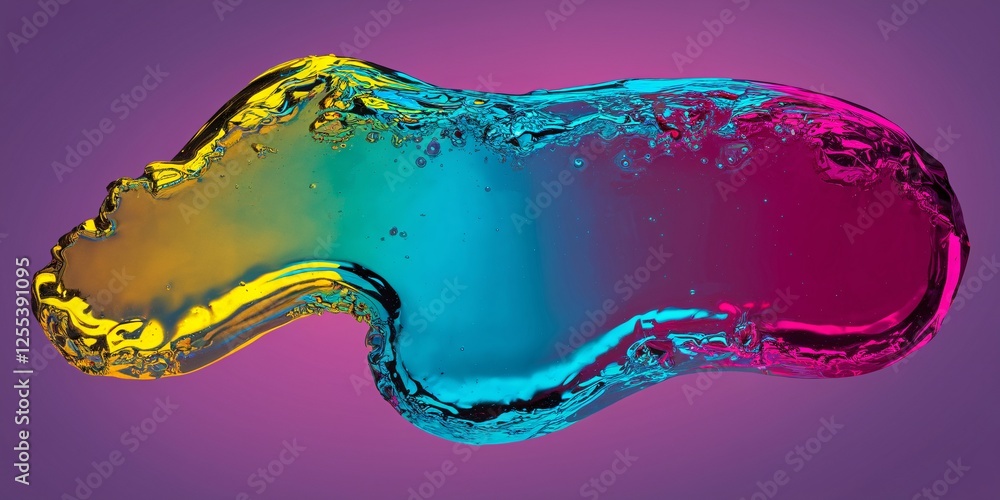 Poster liquid rainbow waves: vibrant macro art. an ethereal macro photograph capturing undulating waves of 