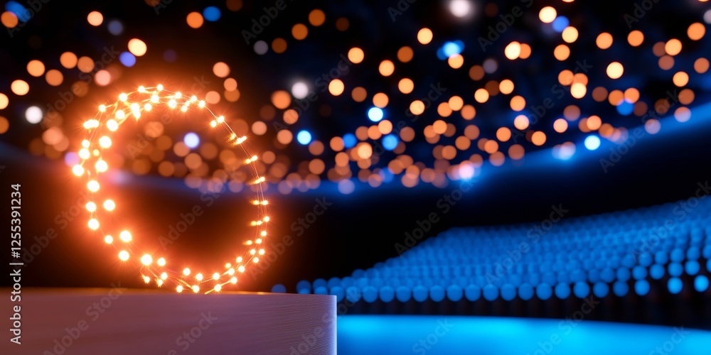 Poster illuminated circular light sculpture modern led installation in contemporary venues - transformative