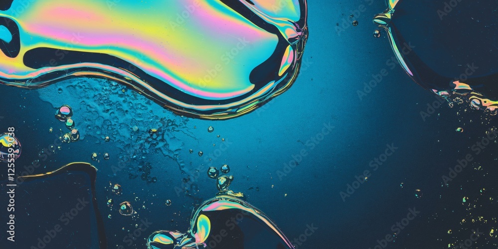 Poster cosmic flow: iridescent abstract fluid art. a mesmerizing abstract image featuring swirling iridesce