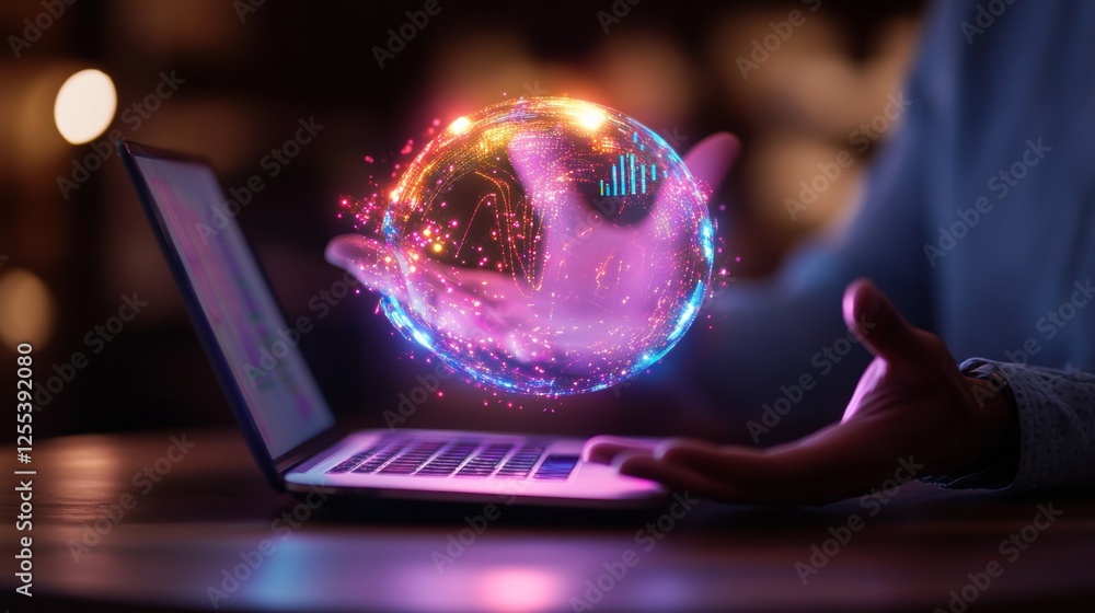 Leinwandbilder futuristic ai collaboration hub young indian professionals at round table with holographic projectio