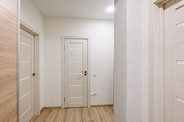 standard room interior apartment. room doors, renovation corridor lobby entrance hall