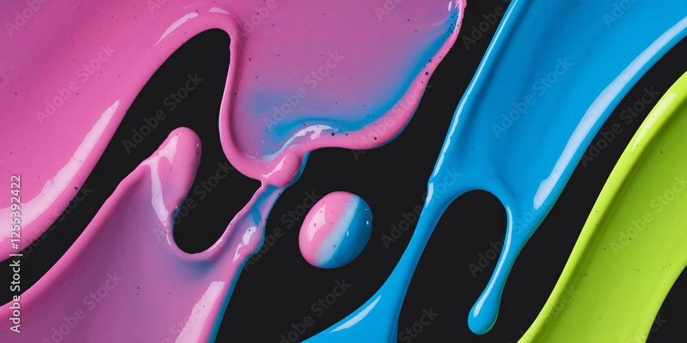 Poster vivid paint splash: bold abstract color play. a dynamic abstract image showcasing vibrant splashes o
