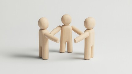 Wooden figures in circle representing teamwork and collaboration