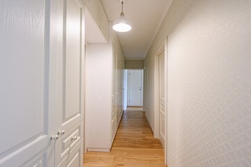 standard room interior apartment. room doors, renovation corridor lobby entrance hall