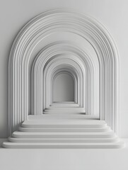 Fototapeta premium Elegant White Arches and Steps Leading to a Bright Future in Minimalist Architecture Style