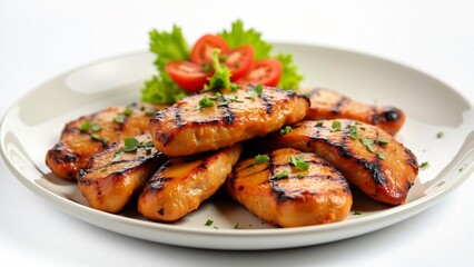 Delicious Grilled Chicken Breast Slices with Salad Garnish