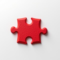 Obraz premium A vibrant red puzzle piece features dual curves connecting matching halves, creating a seamless jigsaw form with an intriguingly unfinished edge hinting at its larger mystery