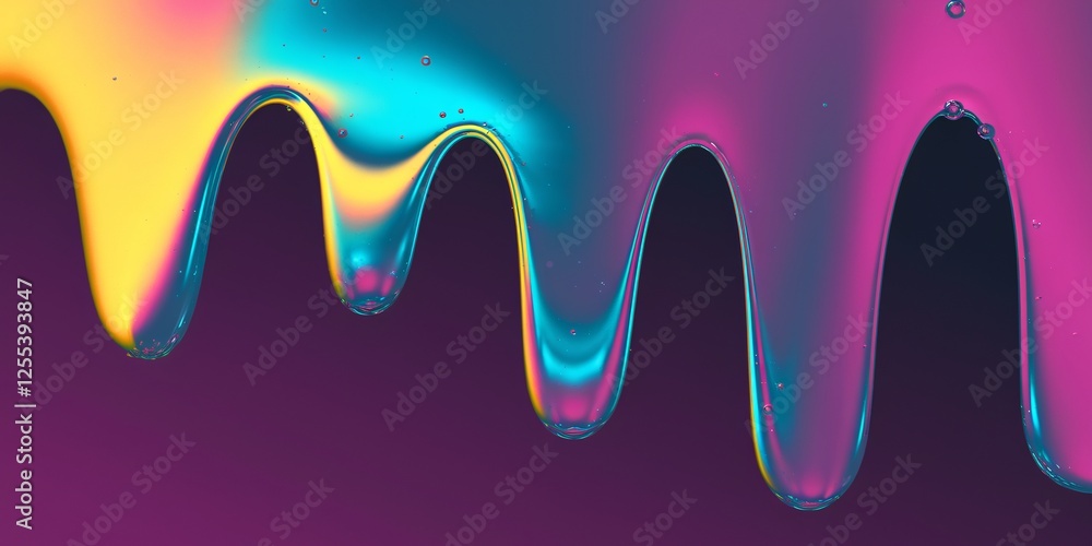 Aufkleber liquid rainbow waves: vibrant macro art. an ethereal macro photograph capturing undulating waves of 