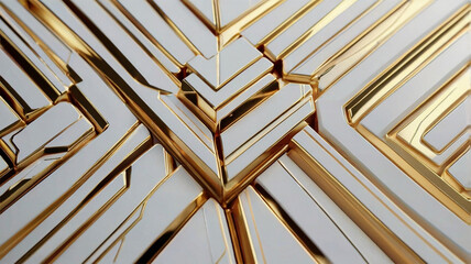 Futuristic Gold and White Background Design - Abstract Lines and Arrows for Luxury Presentations