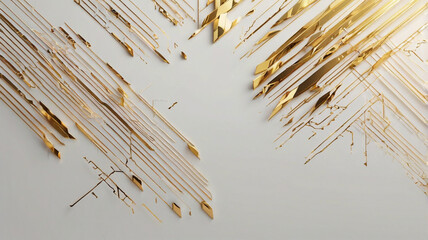 Modern Luxury Gold and White Background - Abstract Arrows and Futuristic Elements for Tech Presentations