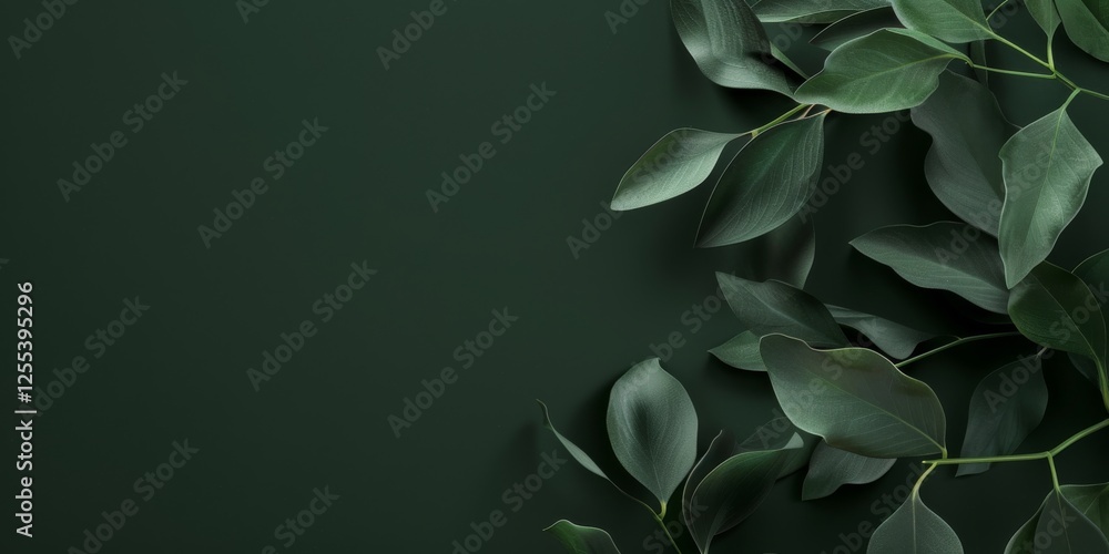Poster a sophisticated minimalist design on a deep forest green background, minimalist typography and clean