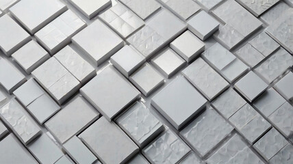 Layered Glossy Grey and White Squares - Futuristic Abstract Banner Design