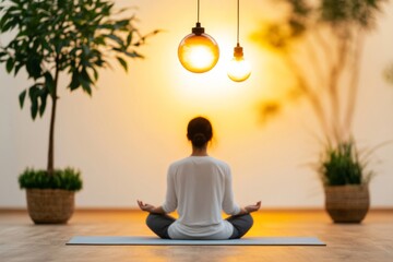 Contemporary Zen Wellness Diverse Group Meditation with Soft Lighting and Natural Decor in Indian Studio - Mindful Living Content for Community Health Programs and Digital Wellness Campaigns