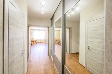 standard room interior apartment. room doors, renovation corridor lobby entrance hall