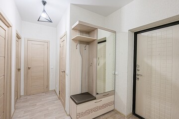 standard room interior apartment. room doors, renovation corridor lobby entrance hall