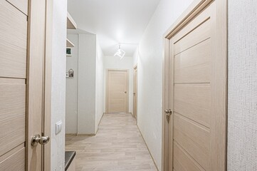 standard room interior apartment. room doors, renovation corridor lobby entrance hall