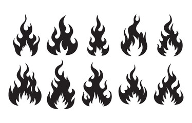 Flame fire border frame silhouette template vector illustration, Fire vector silhouette illustration. Flame wildfire set