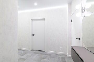 standard room interior apartment. room doors, renovation corridor lobby entrance hall