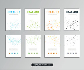 Set of vector artwork with molecular background