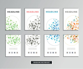 Set of vector artwork with molecular background