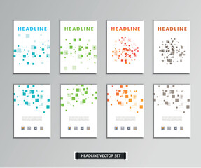 Set of vector artwork with molecular background