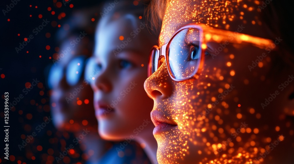 Leinwandbilder Immersive EdTech AI Classroom with Diverse Students and Interactive Digital Interface - Futuristic STEM Learning for Modern Educational Innovation