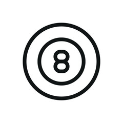 8 ball pool line icon, eight ball vector symbol with editable stroke