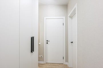 standard room interior apartment. room doors, renovation corridor lobby entrance hall