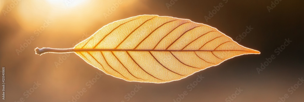 Poster contemporary botanical imagery backlit leaf with intricate vein patterns for innovative design and e