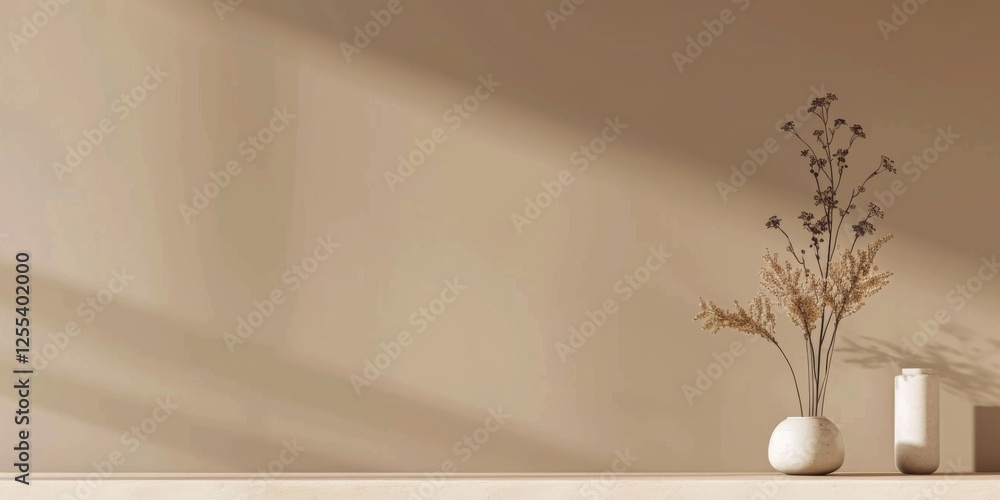 Poster a sophisticated minimalist theme with a light mocha background, subtle gradients and warm hues, scan