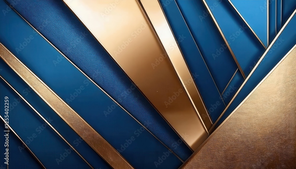 Poster luxury blue and gold abstract background with metallic textures and diagonal lines for premium design and branding use

