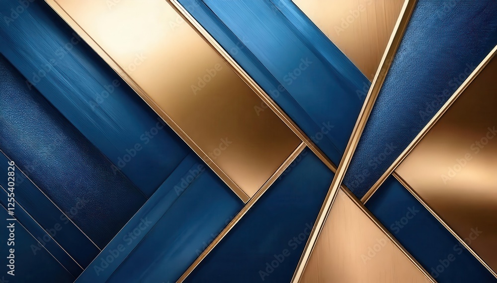 Aufkleber luxury blue and gold abstract background with metallic textures and diagonal lines for premium design and branding use

