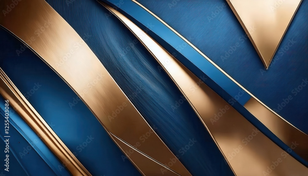 Poster luxury blue and gold abstract background with metallic textures and diagonal lines for premium desig