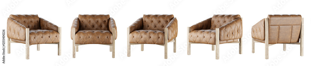 Aufkleber Armchair set isolated on transparent background. 3D render. 3D illustration.