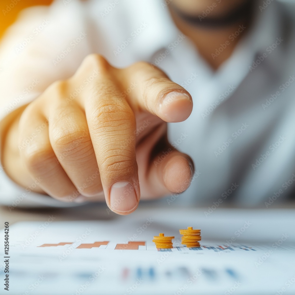 Poster minimalist business analysis scene diverse hands engaging with financial charts on paper - professio