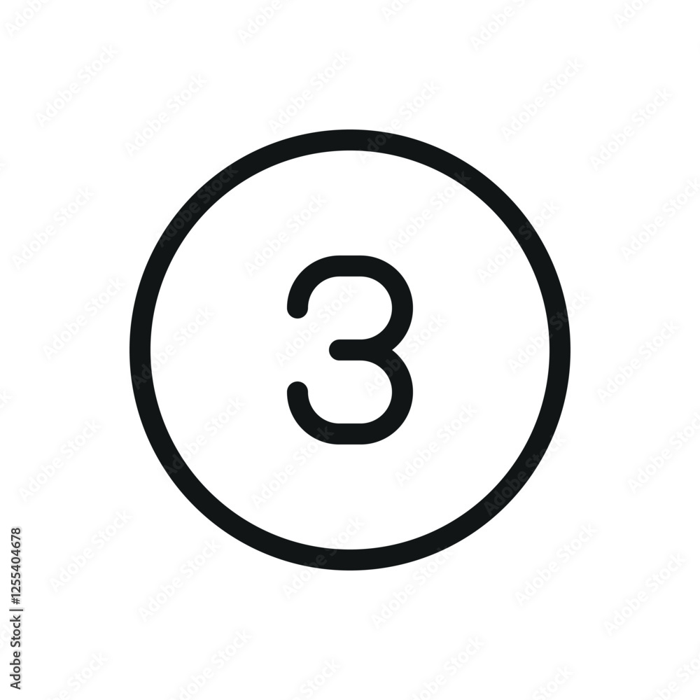 Poster billiard ball number 3 line icon, ball number three vector symbol with editable stroke
