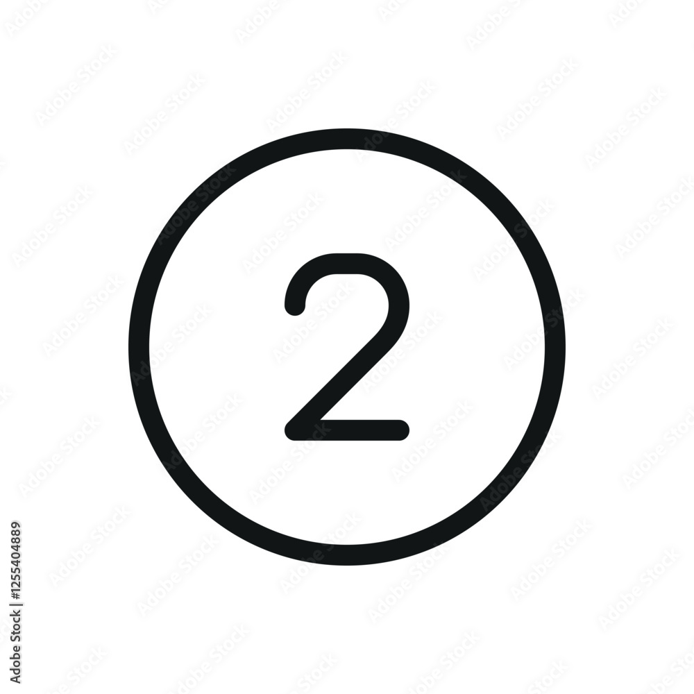 Poster billiard ball number 2 line icon, ball number two vector symbol with editable stroke