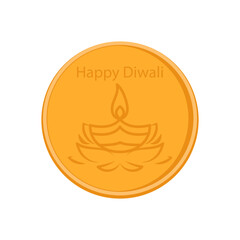 Gold Coin, Diwali, Hindu, Indian Symbol Illustration