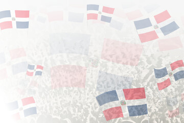 Celebratory Crowd with Dominican Republic Flags Background