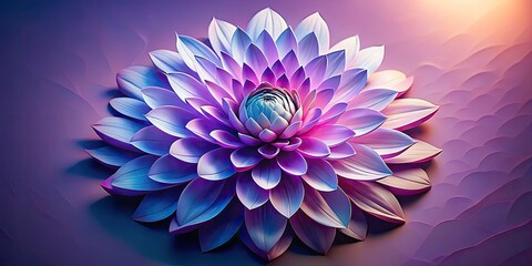 Obraz premium Stunning aerial drone shot: vibrant 3D flower blossoms, smooth petals against a serene lavender backdrop.