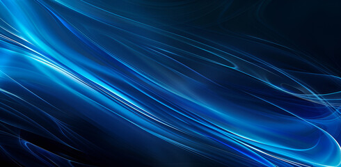 Abstrakcyjne niebieskie fale świetlne na ciemnym tle.