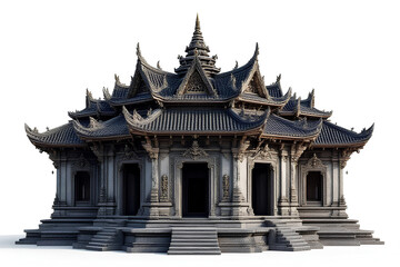 Naklejka premium A meticulously crafted Bali temple showcases the architectural grandeur dedicated to Nyepi day celebration, emanating spiritual ambiance and cultural richness in elaborate stone
